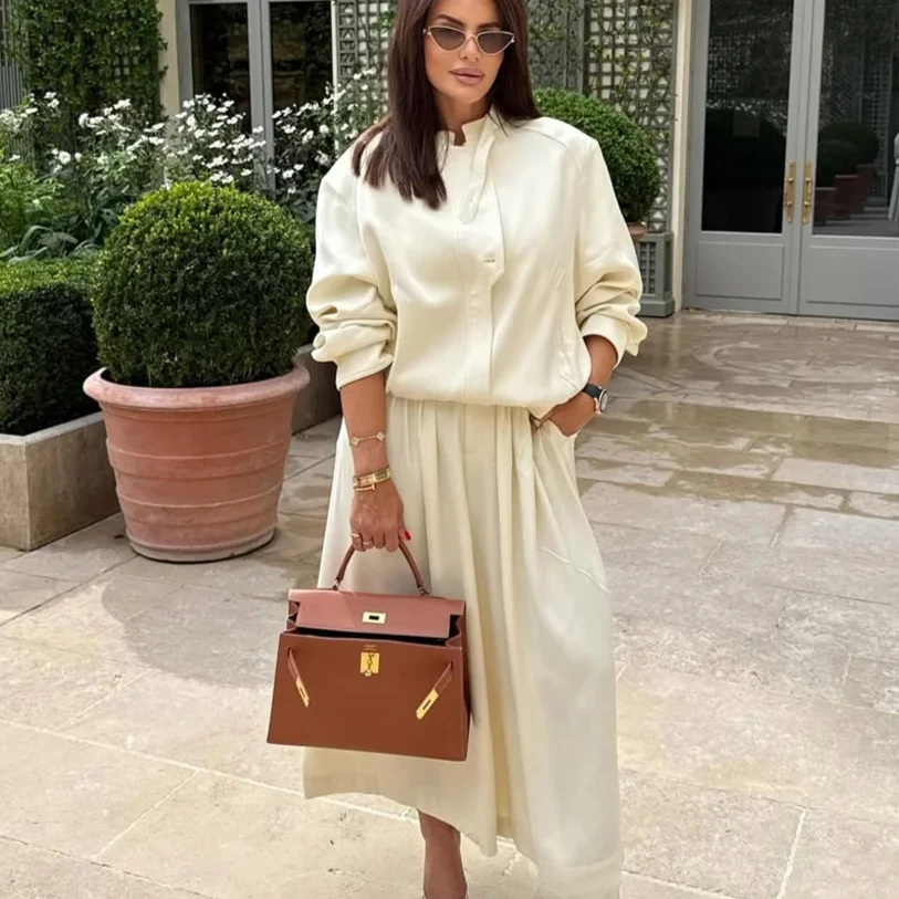 

KONDALA Women Casual Wide-Leg Pants Set Buttons Pockets Jackets, Ninth Pants 2025 Spring Fall Fashion High Street Cool Lady Set