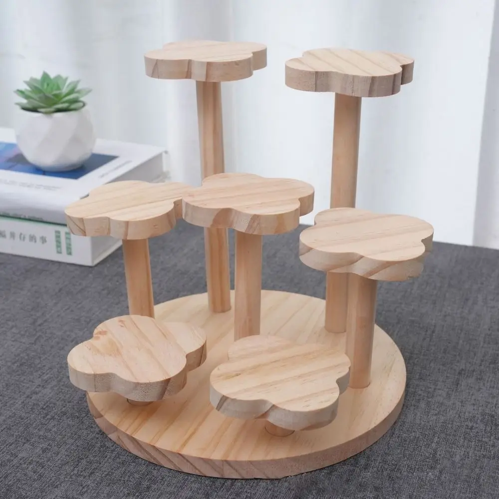 Durable Multi Tier Wooden Storage Shelf Decorative Space Saving Desktop Display Stand Non-toxic Storage Rack Home