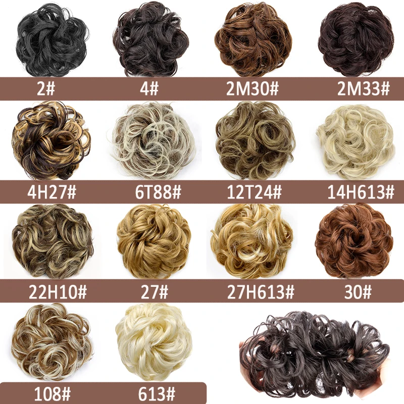Synthetic Messy Hair Extension Scrunchies Elastic Rubber Bands Soft Chignon Ponytail Hair Bun Women Hair Accessories