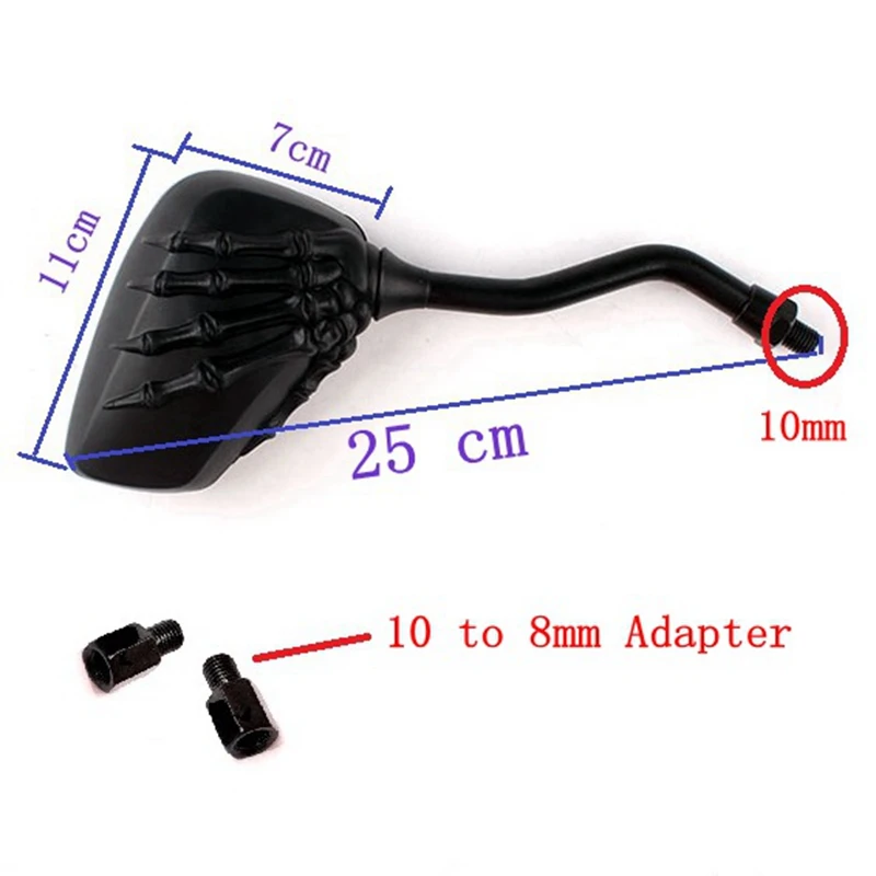 Free shipping Universal Motorcycle Scooter Back Side Mirror Modification Skull Craw Shadow Rear View Mirrors Pair 8mm 10mm