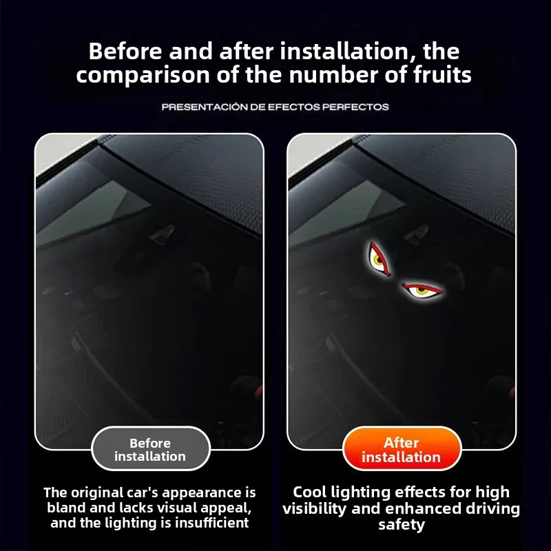 2026 new car accessories car warning light rear gear solar devil eyes LED light sign anti-rear end collision