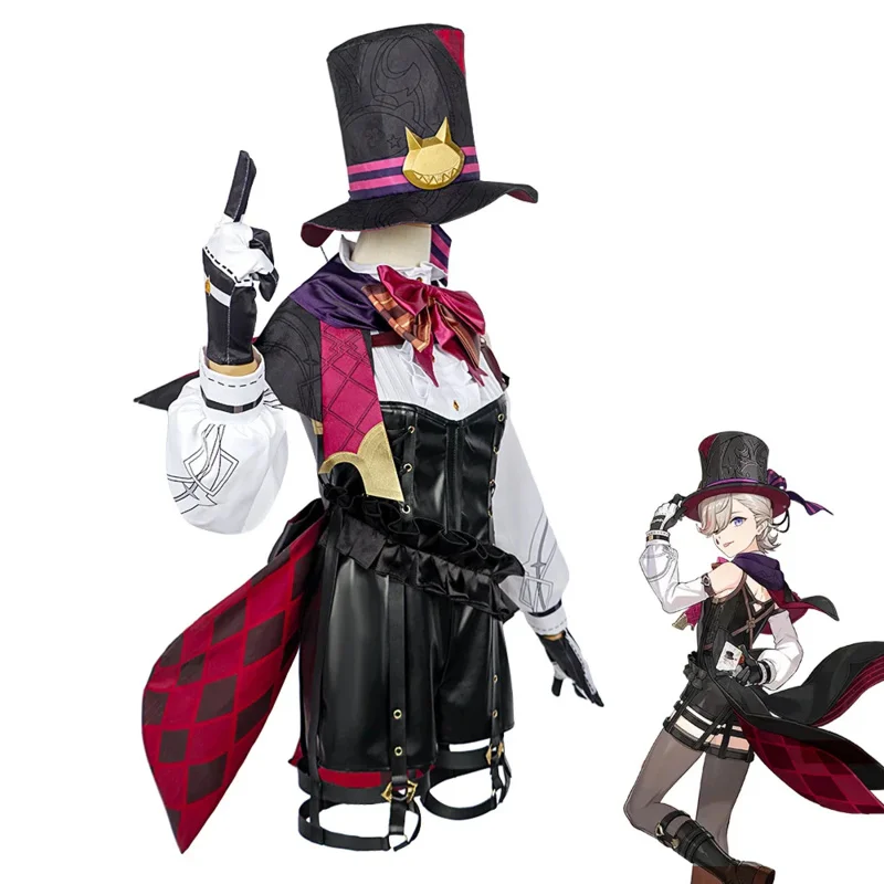 

Genshin Impact Lyney Cosplay Costume Wig Anime Games Carnival Uniform Wig Halloween Party Role Play Masquerade