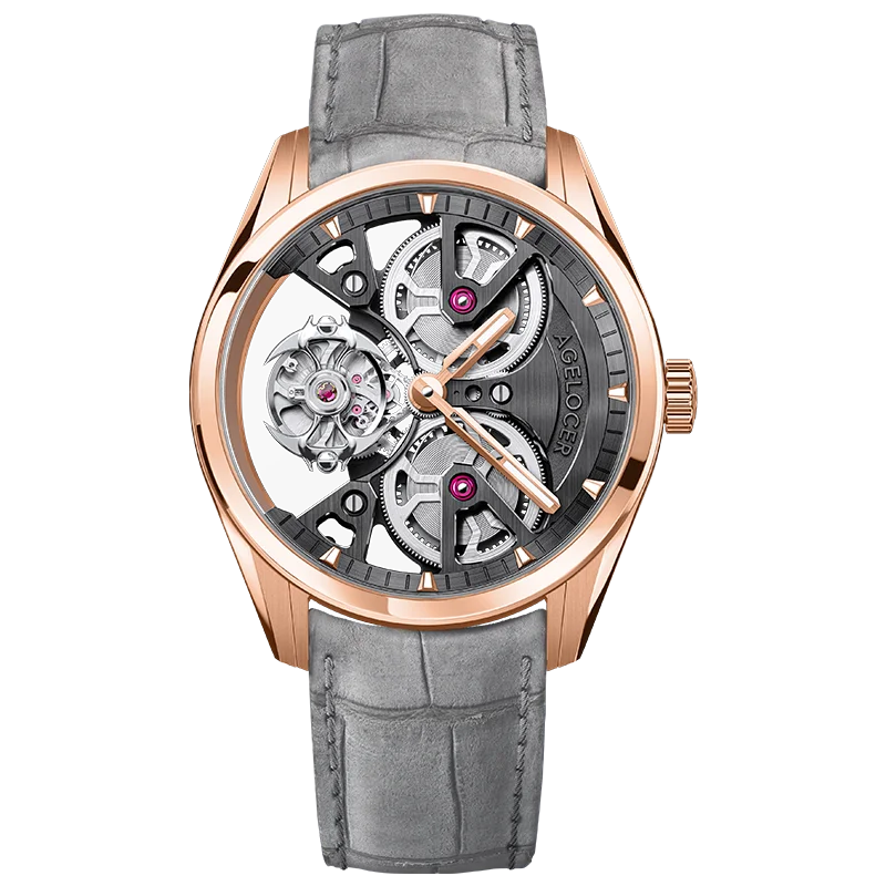 AGELOCER Free-sprung Balance Manta Tourbillon Watch Men's Vogue Luxury Skeleton Manual Mechanical Watch Birthday Gift for Men image 3