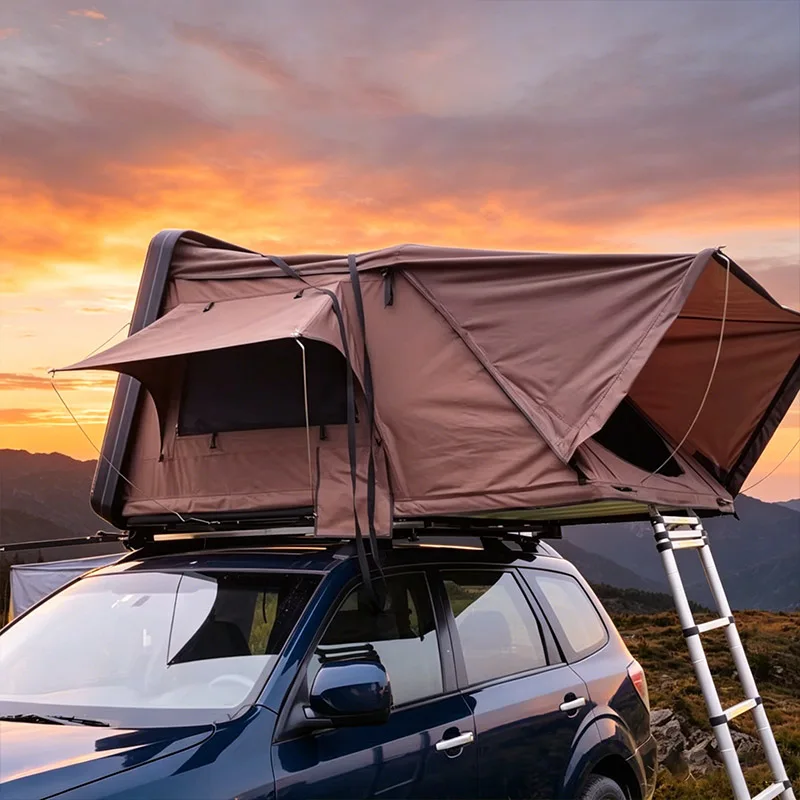 Side-Fold Roof Top Tent Hard Shell Waterproof For SUV & Off-Road Camping Easy Setup For Outdoor Travel Road Trips