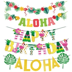 Hawaiian Party Decorations Flamingo Garlands Hawaii Luau Tropical Party ALOHA Banner For Summer Beach Birthday Party Decoration