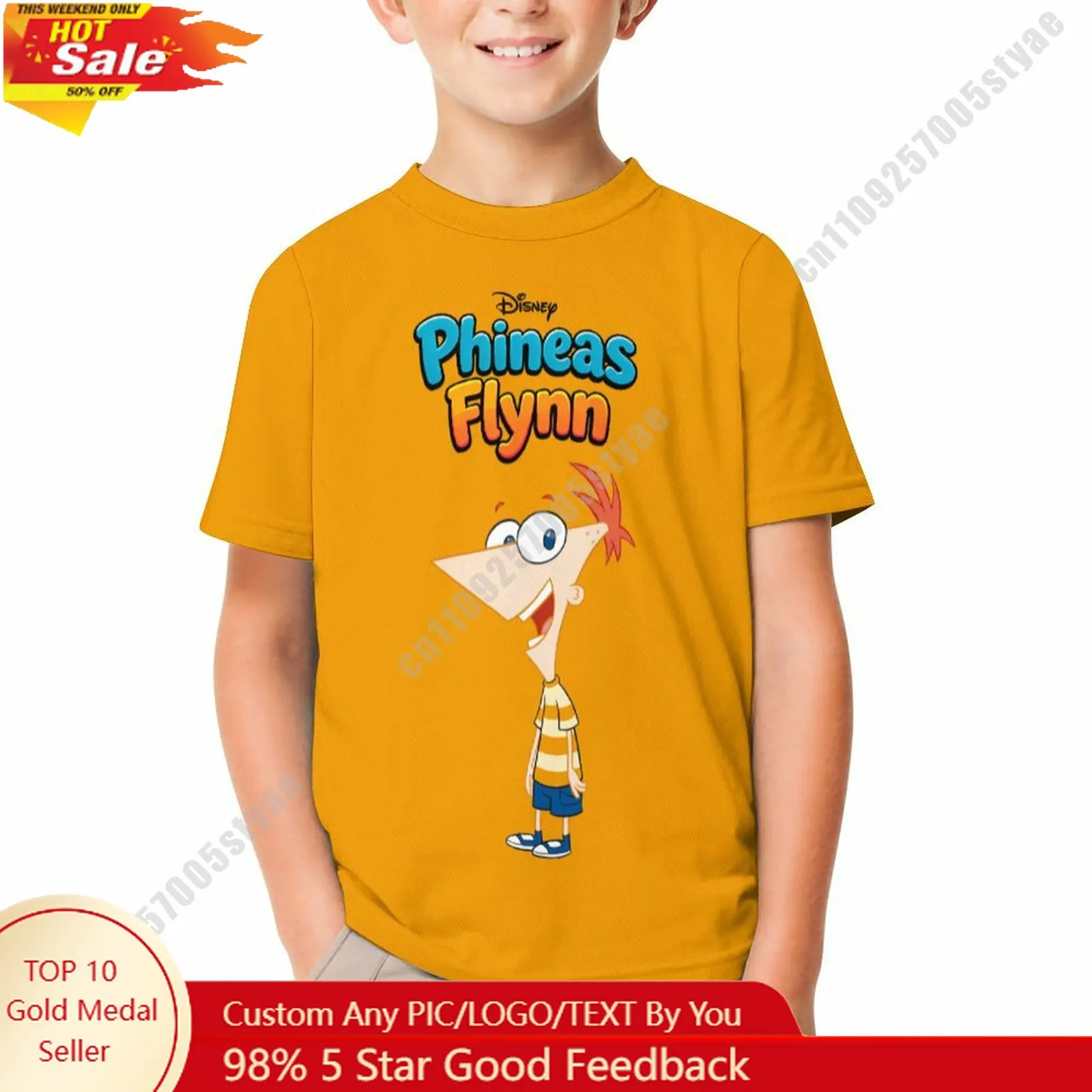 

Phineas Flynn T Shirt Disney Boy Girl Custom Short Sleeve Top Breathable Soft Casual Cotton Print Summer Crew Neck Children Tee