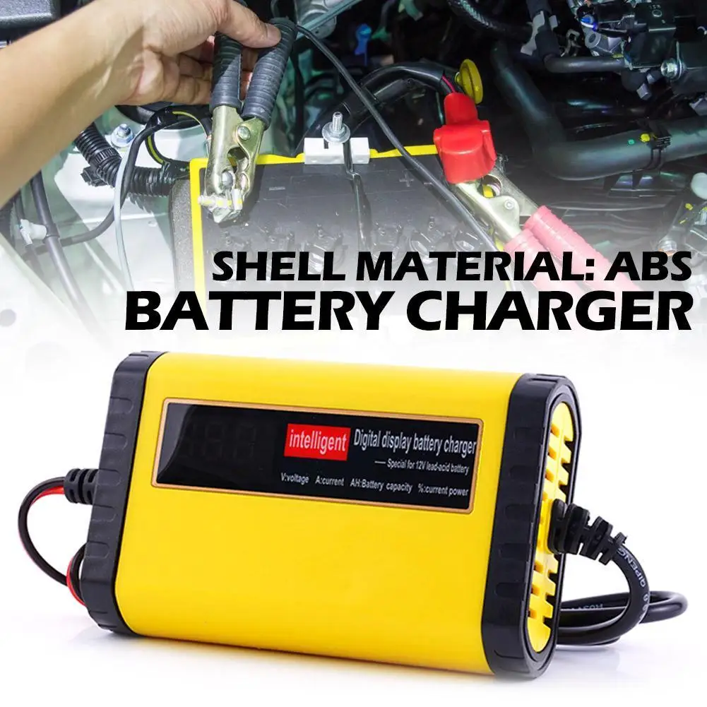 12V 2A Car Battery Charger with LED Display EU Plug Smart  Automotive Charger Battery Maintainer for 12V Lead-acid Battery