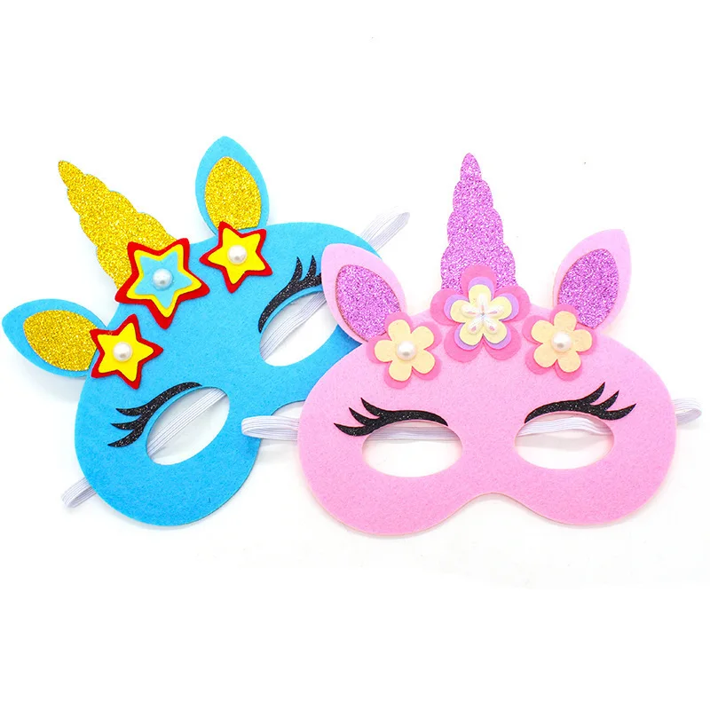 

Halloween non-woven fabric with light luminous felt cloth pumpkin witch unicorn peacock pirate mask