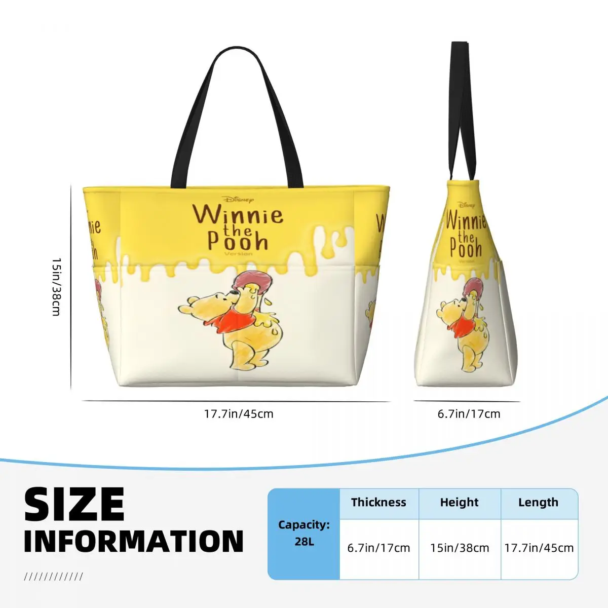 Custom Winnie The Pooh Groceries Shopping Tote Bags Women Large Capacity Gym Beach Travel Bags