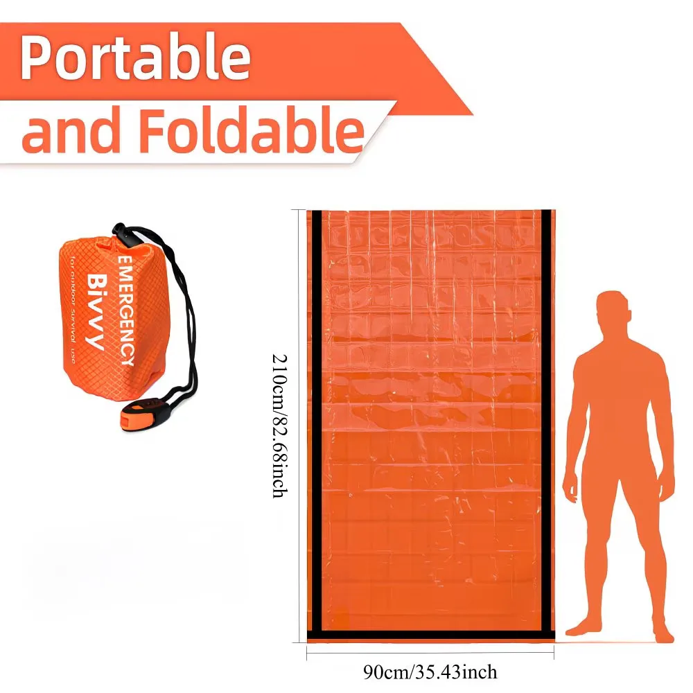 Outdoor Survival Thermal Blanket, Portable Emergency First Aid Sleeping Bag, Warm Retaining Gear for Hiking & Camping