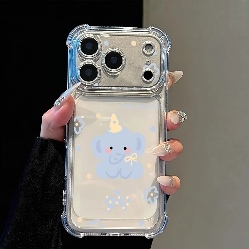 Cartoon Cute Elephant Phone Case For Samsung Galaxy S25 S23 S26 S24 Ultra Plus A57 A56 A55 A37 A07 A06 A17 A27 Transparent Cover