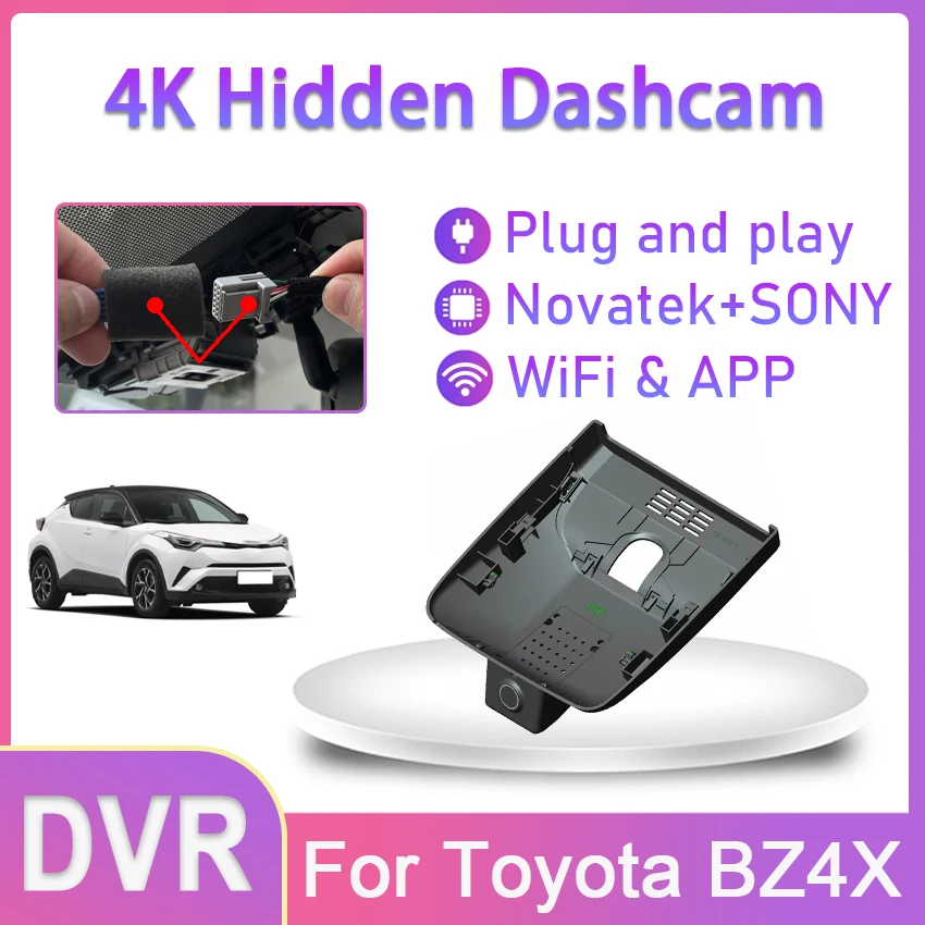 

New! 4K UHD 2160P Plug And Play Easy Installation Wifi Car Video Recorder DVR Dash Cam For Toyota BZ4X 2022 2023 Car Accessories