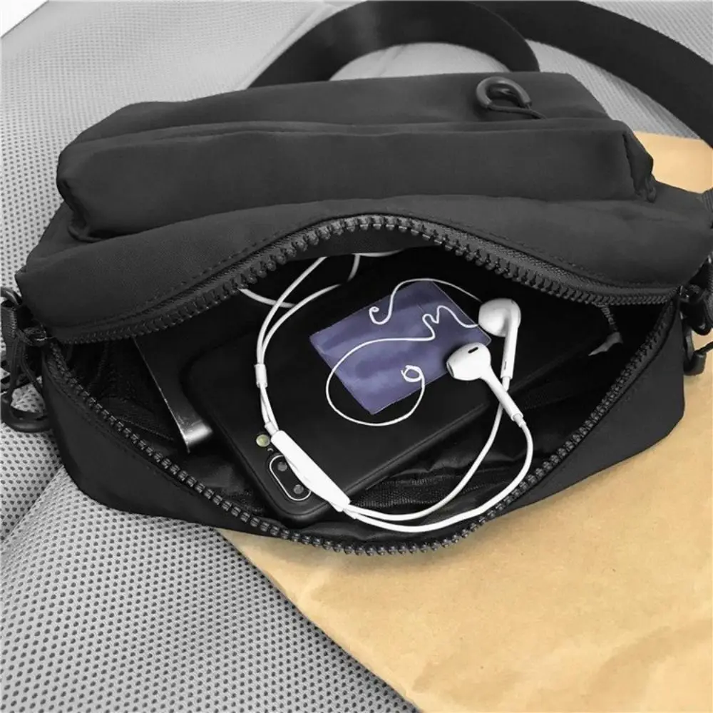 Fanny Packs Nylon Square Bag Korean Style Zipper Sling Crossbody Bag Large Capacity Solid Color Versatile Waist Pack Shopping