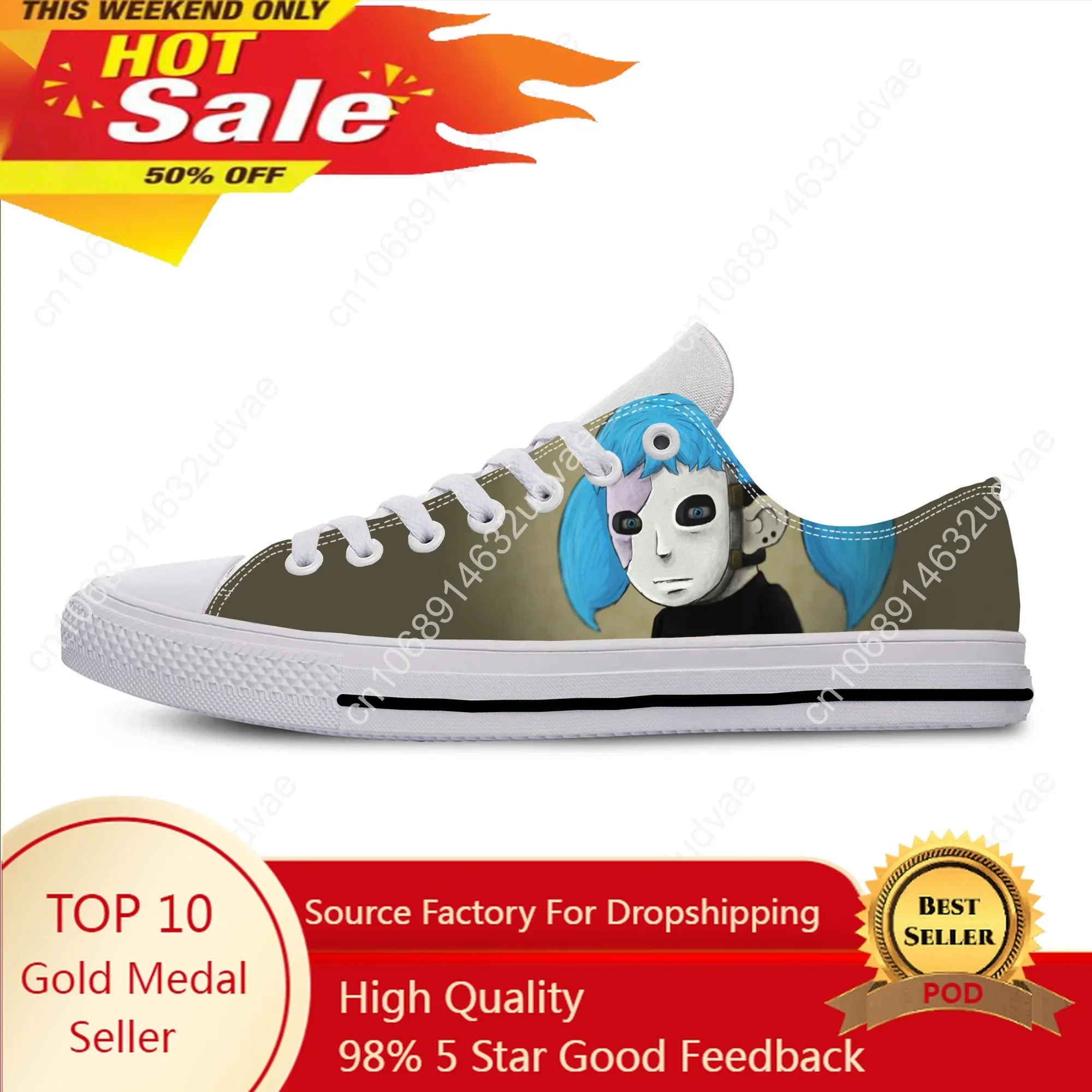 

Anime Cartoon Manga Comic Game Sally Face Fashion Casual Cloth Shoes Low Top Lightweight Breathable 3D Print Men Women Sneakers