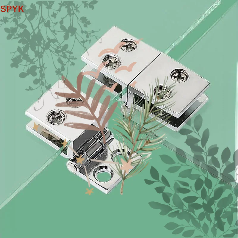 Zinc Alloy Glass Door Hinge No: Drilling Required Sturdy Cabinet Showcase Wine