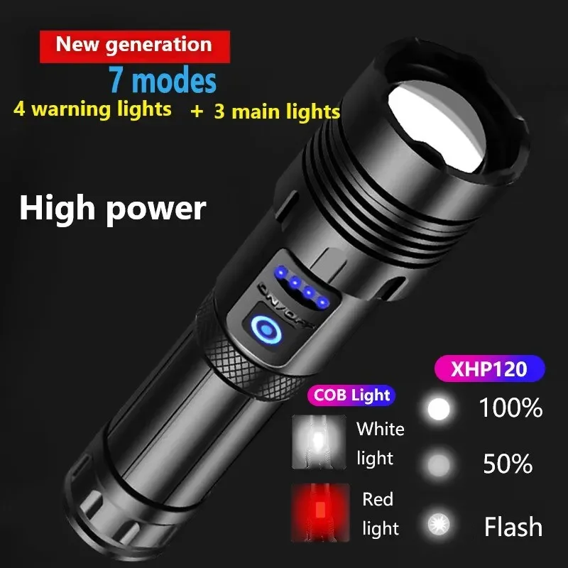 Super XHP120 Powerful Led Flashlight 4 Cores XHP50 High Power Torch USB Rechargeable Tactical flashlight 18650 Camping Lamp