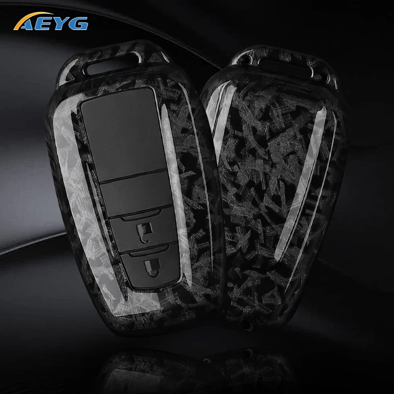 ABS Carbon Fiber Car Key Case Cover Shell Fob For Toyota Prius Camry Corolla C-HR CHR RAV4 Prado 2018 2022 Keychain Accessories
