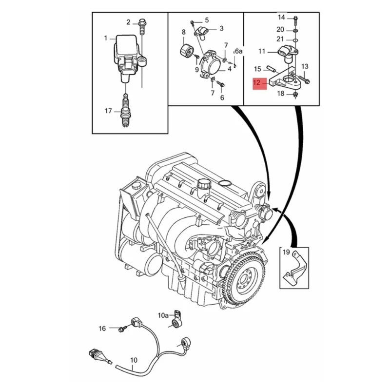 Car Engine Camshaft Ignition Support Crankshaft Position Bracket 30637803 for XC90 1999-2006