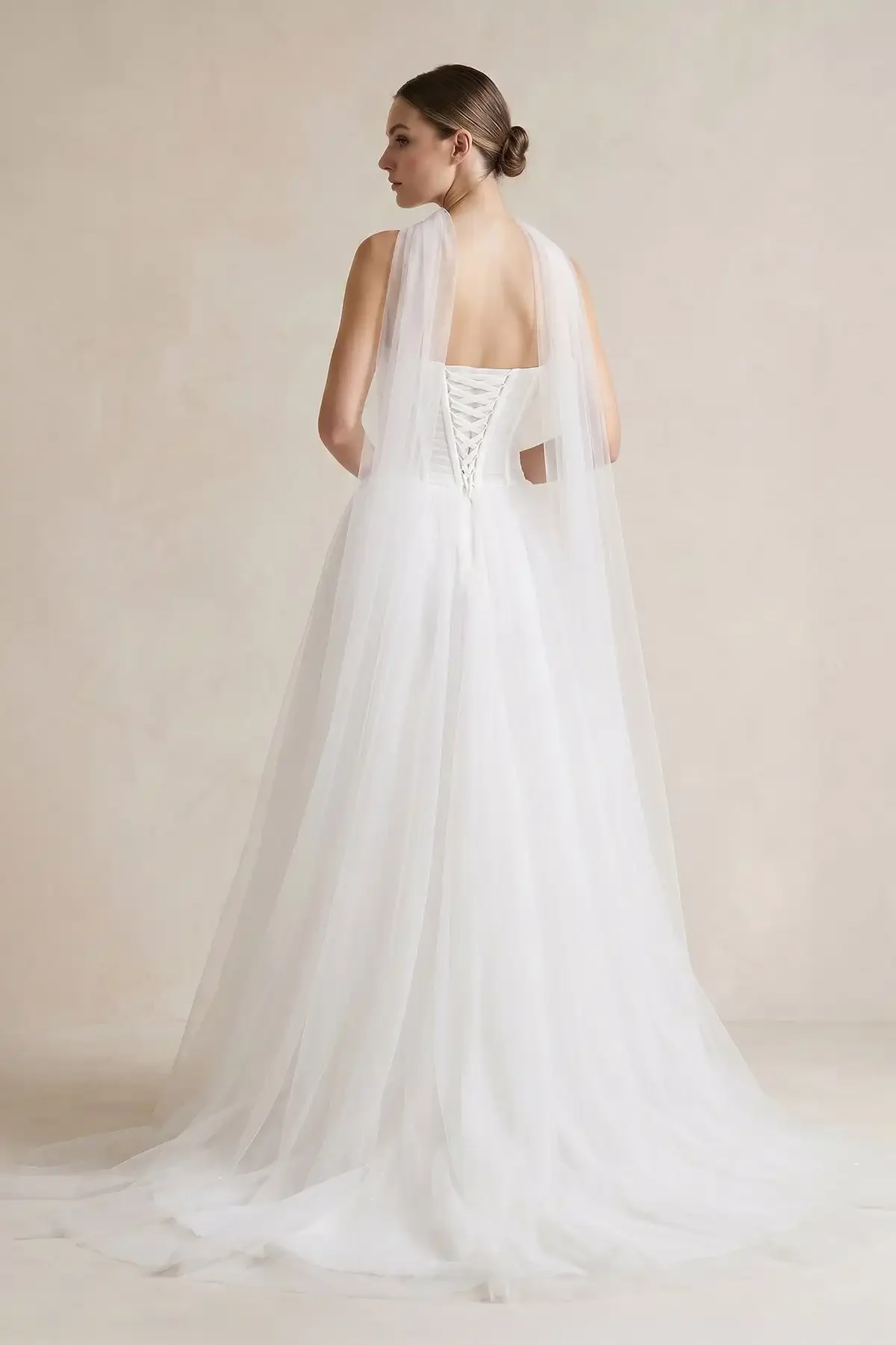 Strapless Tulle Long A-Line Pleated Scarf Wedding Dress Wedding Dresses for Women 2027 Bride Simple Wedding Dress