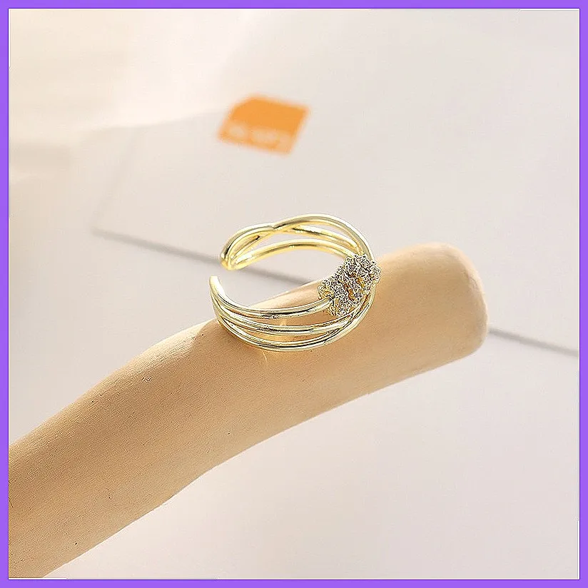 Unzip Rotate Niche Design Three-Layer Stackable Index Finger Ring for Women, Korean Simple Trendy Rings