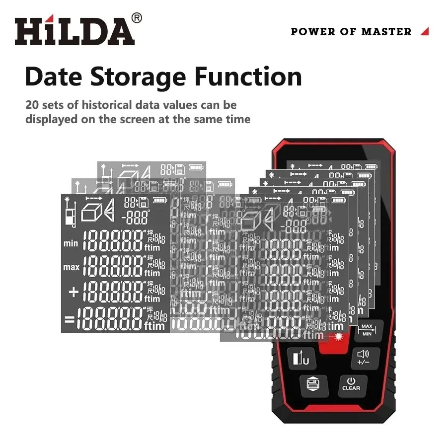 HILDA 50M/100M/120M Laser Rangefinder Distance Meter Laser Tape Range Finder Building Professional Meter Laser Ruler Test Tool