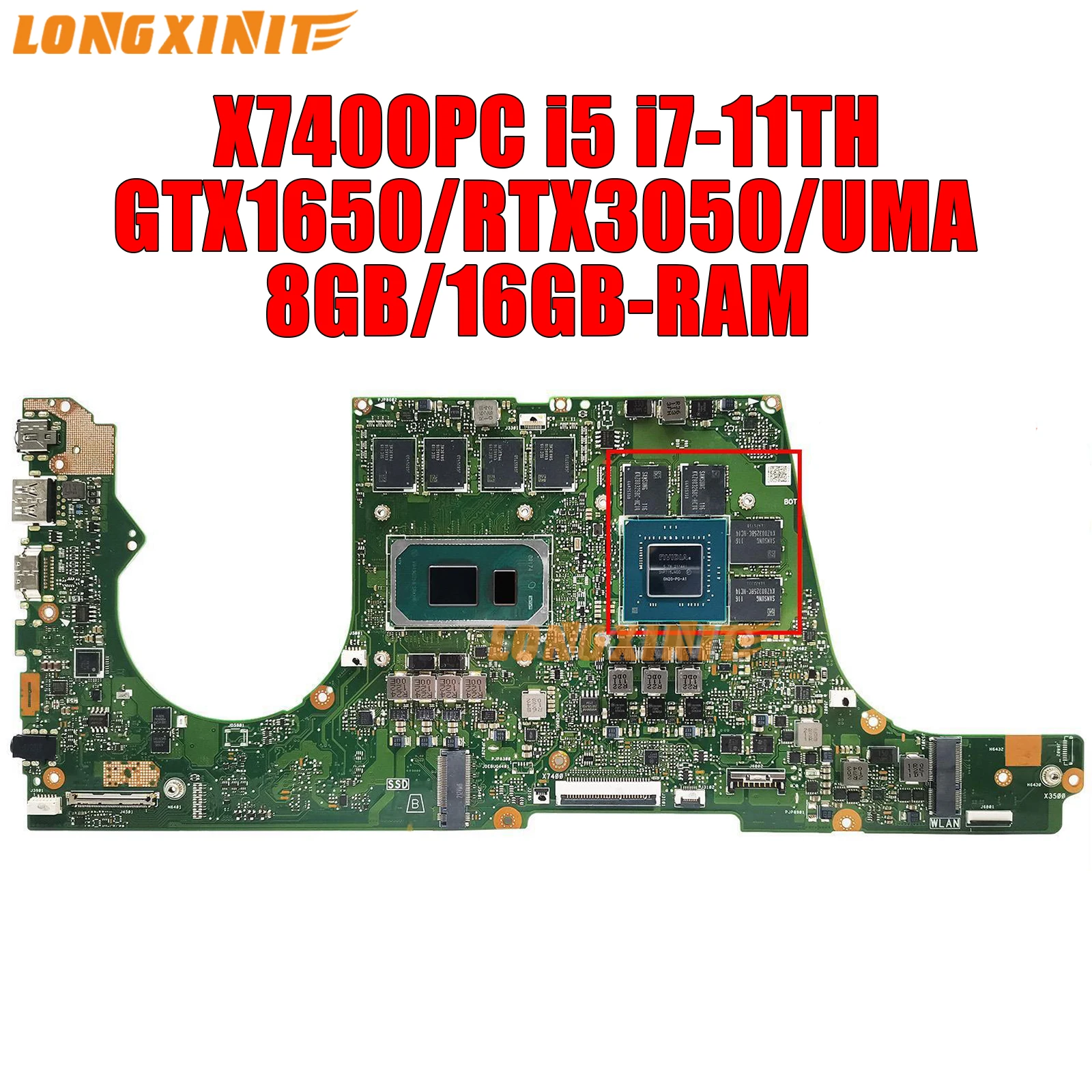 X7400PC PA motherboard For ASUS Vivobook Pro X3500PC X3500PH K3500PC i5-11300H i7-11370H.RTX3050/GTX1650.UMA RAM:8GB/16GB.