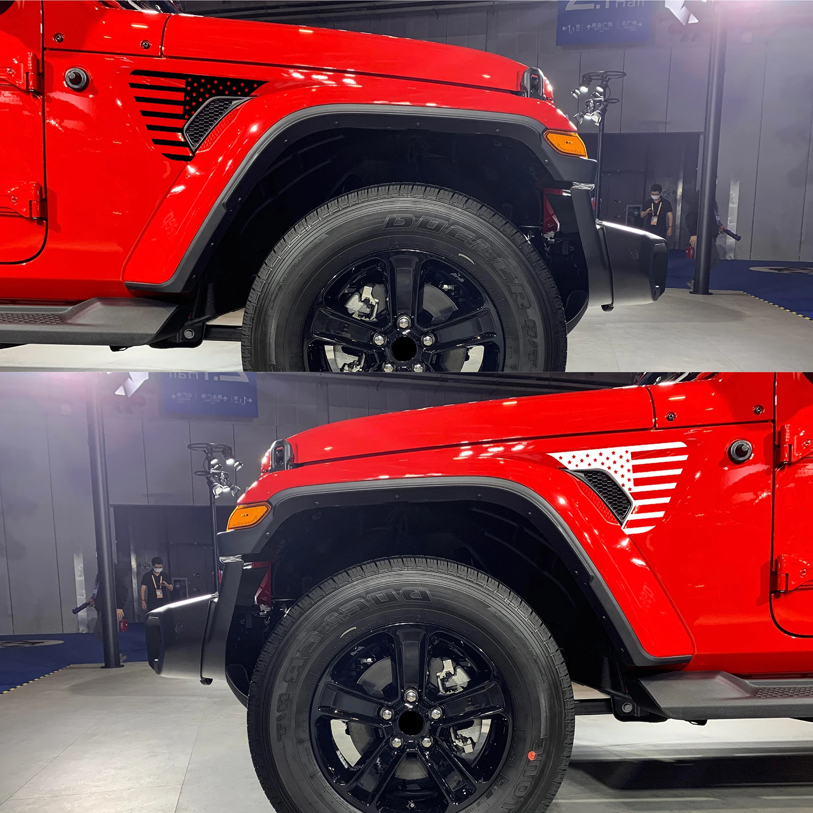 2 Stück Fender Side Vent Aufkleber Verwendung für Jeep Wrangler JL Gladiator 2018 2021 USA Flagge Grafik Vinyl Aufkleber Dekor Autozubehör