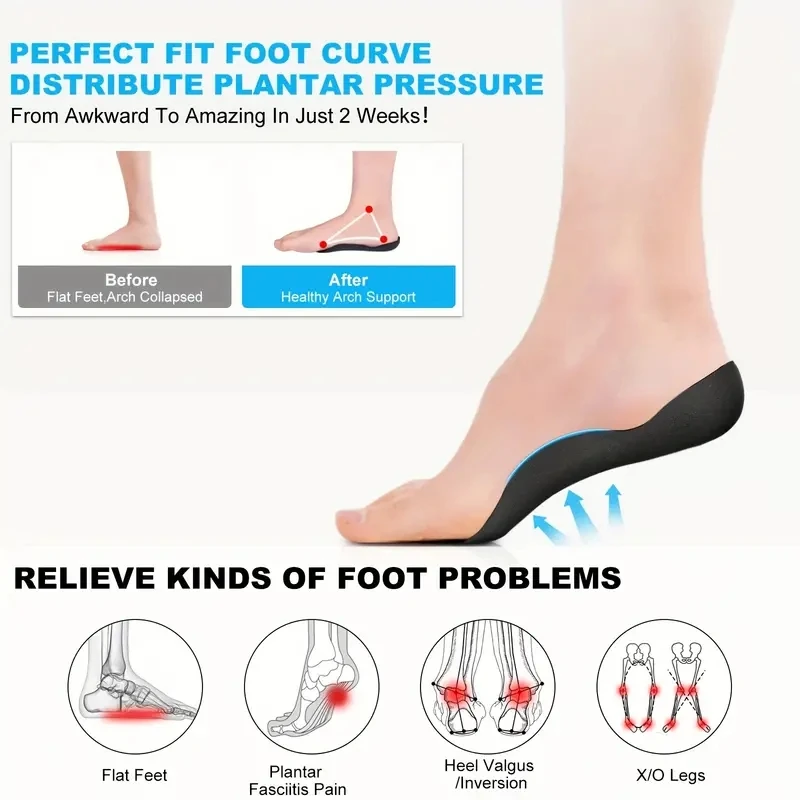 2PCS Flat  Feet Correction Insoles  Arch Support Flat Correction Insoles Orthotic Insoles For Bow Legs&Flat Feet Correction