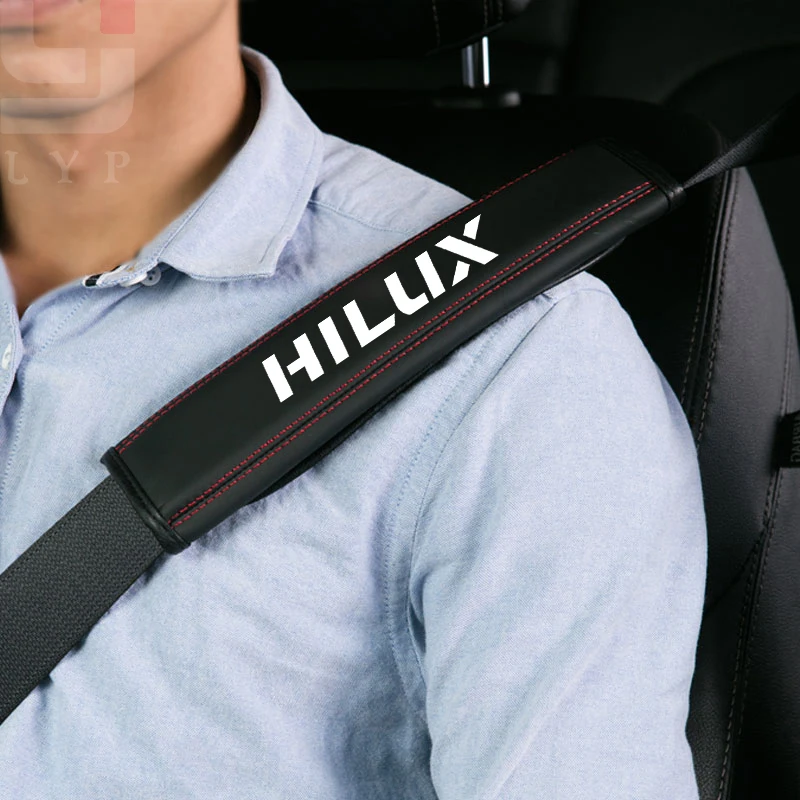 For Toyota Hilux Surf Vigo Revo 2017 2018 1pc Cowhide Car Interior Seat Belt Protector Cover For car Auto Accessories