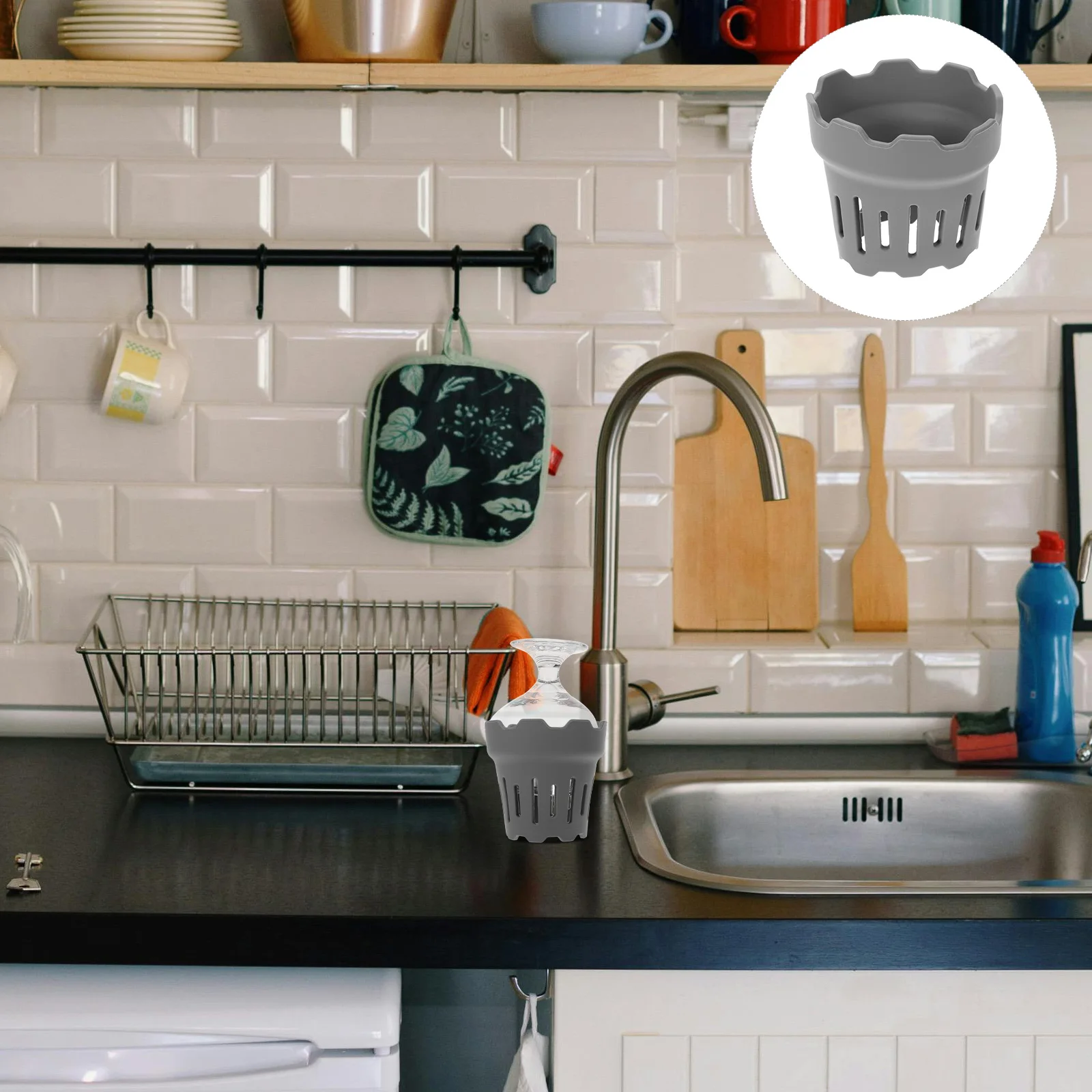 

Bottle Drying Rack Coffee Mug Countertop Cups Drainer Gray Silica Gel Holder Kitchen Storage Organizer Tea Cup Stand