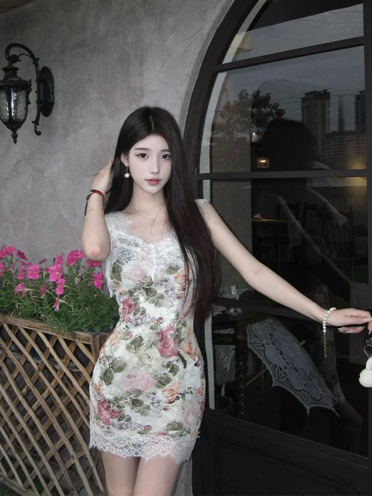 

SYJ Comfortable Retro Print Dr Women's plus Size Bodycon ort Skirt High Waist Lace Korean Sle Summer Casual Dr