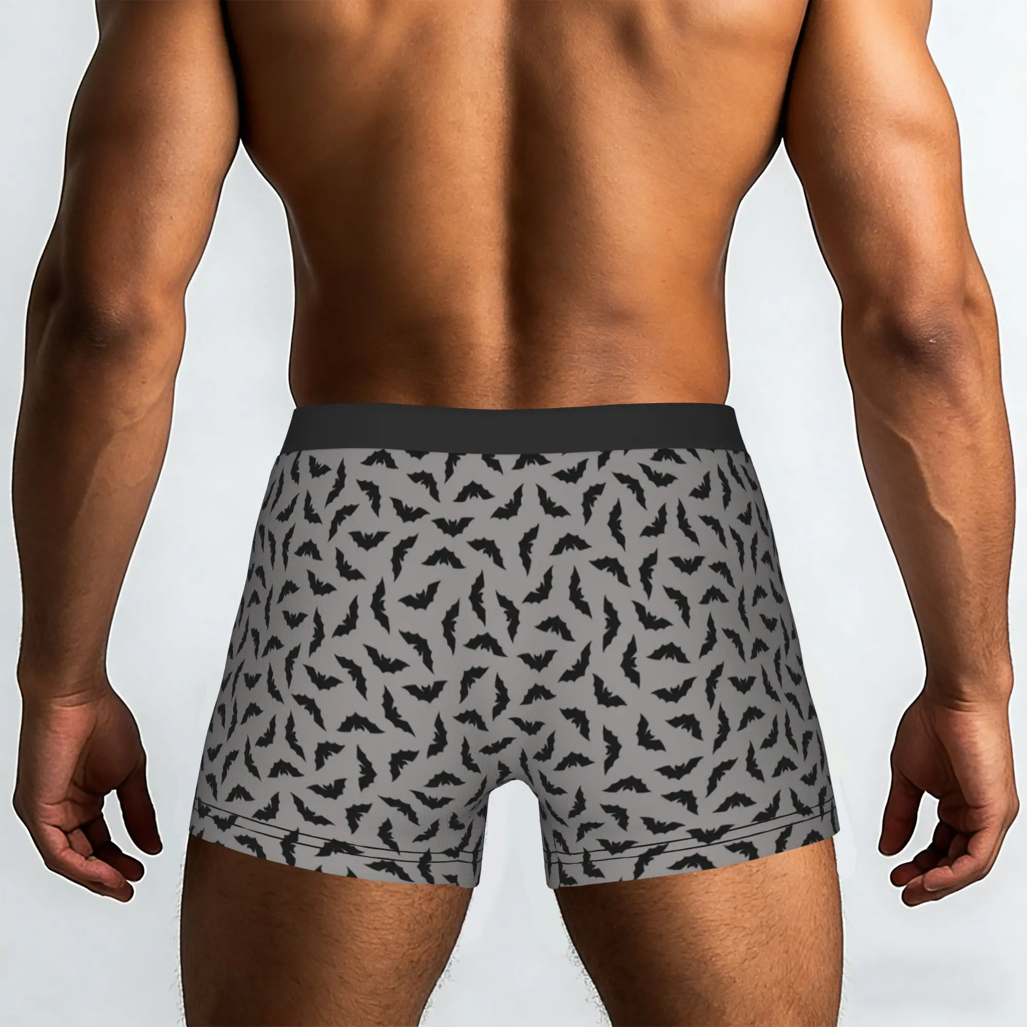 Custom Halloween Bats on Gray Premium Pattern Underwear Male Print  Boxer Shorts Panties Briefs Breathable Underpants