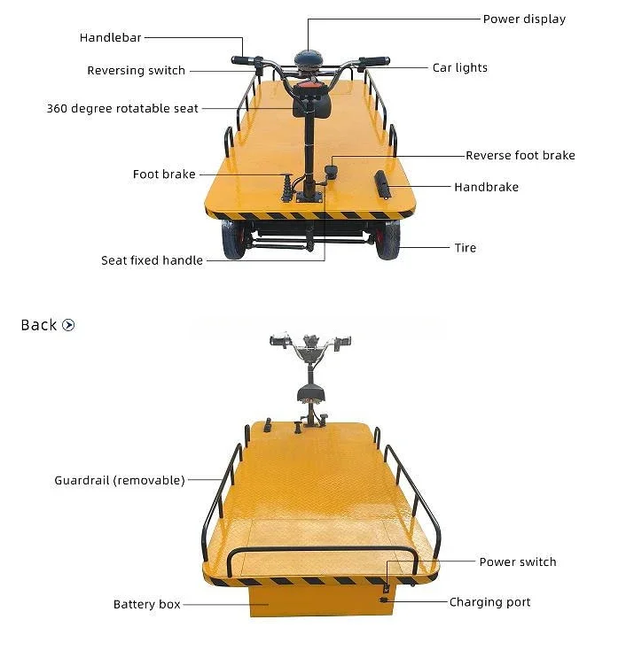 for Electric Warehouse Transportation 4 Wheels Platform Cart Electric Garden Wagon