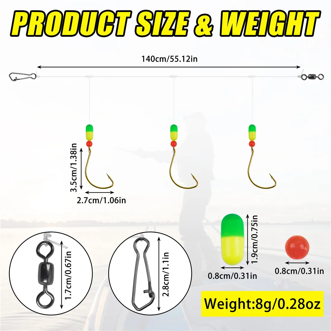 10/20/30Packs Surf Fishing rigs Pompano Rig with Foam Float Gold 3 Circle hooks leader fishing bait rigs for Surf fishing Tackle