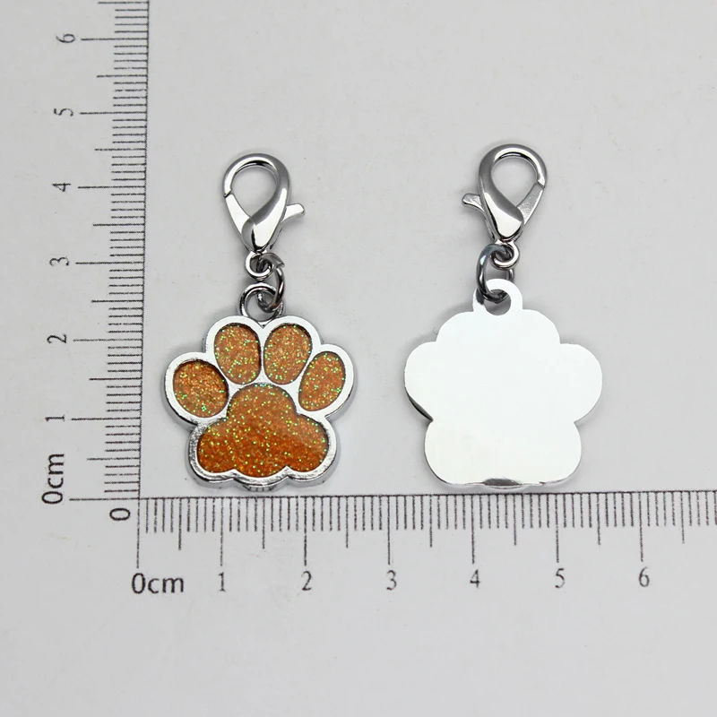 Hang Pendant Charms Lobster Clasps Glint Cat Dog Paw Footprint DIY Pet Collar Keychain Jewelry Making 25mm x 27mm Women Gift