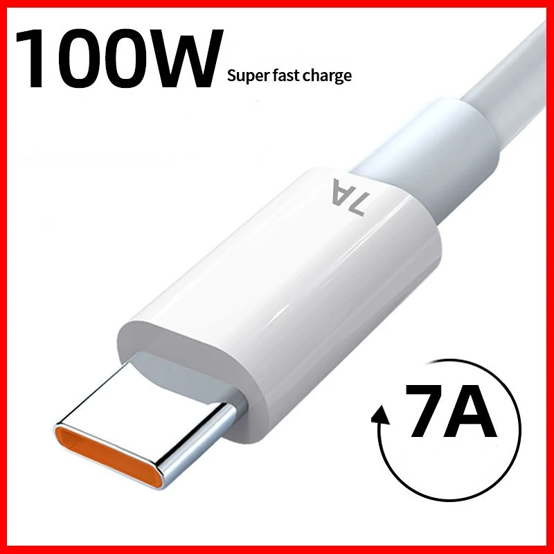 สายเคเบิล USB Type C 7A 100W สายชาร์จแบบเร็วสูงสำหรับชาร์จอย่างรวดเร็วสายชาร์จ USB