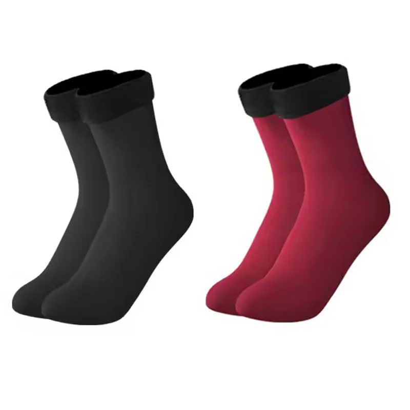 1-3 pares de calcetines cálidos de invierno para hombres y mujeres, calcetines cortos gruesos y cálidos, calcetines térmicos de lana de Cachemira, botas de terciopelo para nieve de nailon, suelo del hogar