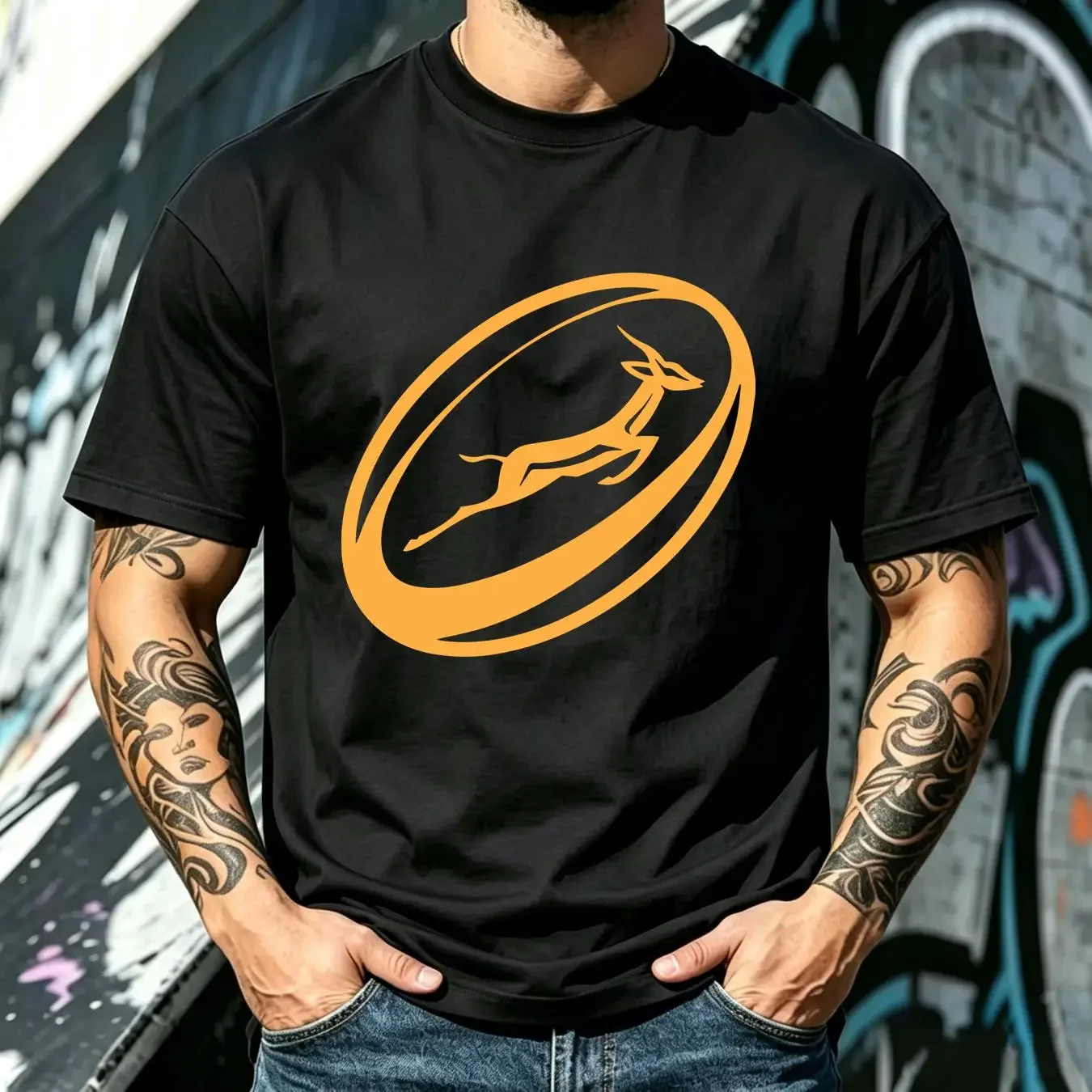 washed T Shirt Springbok Rugby Ball South Africa African Birthday Fathers Day Top vintage Washed Stylish Comfortable Soft