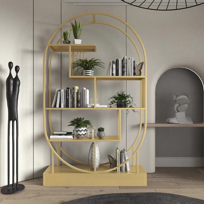 Wrought iron shelf simple creative floor bookshelf living room partition office storage rack