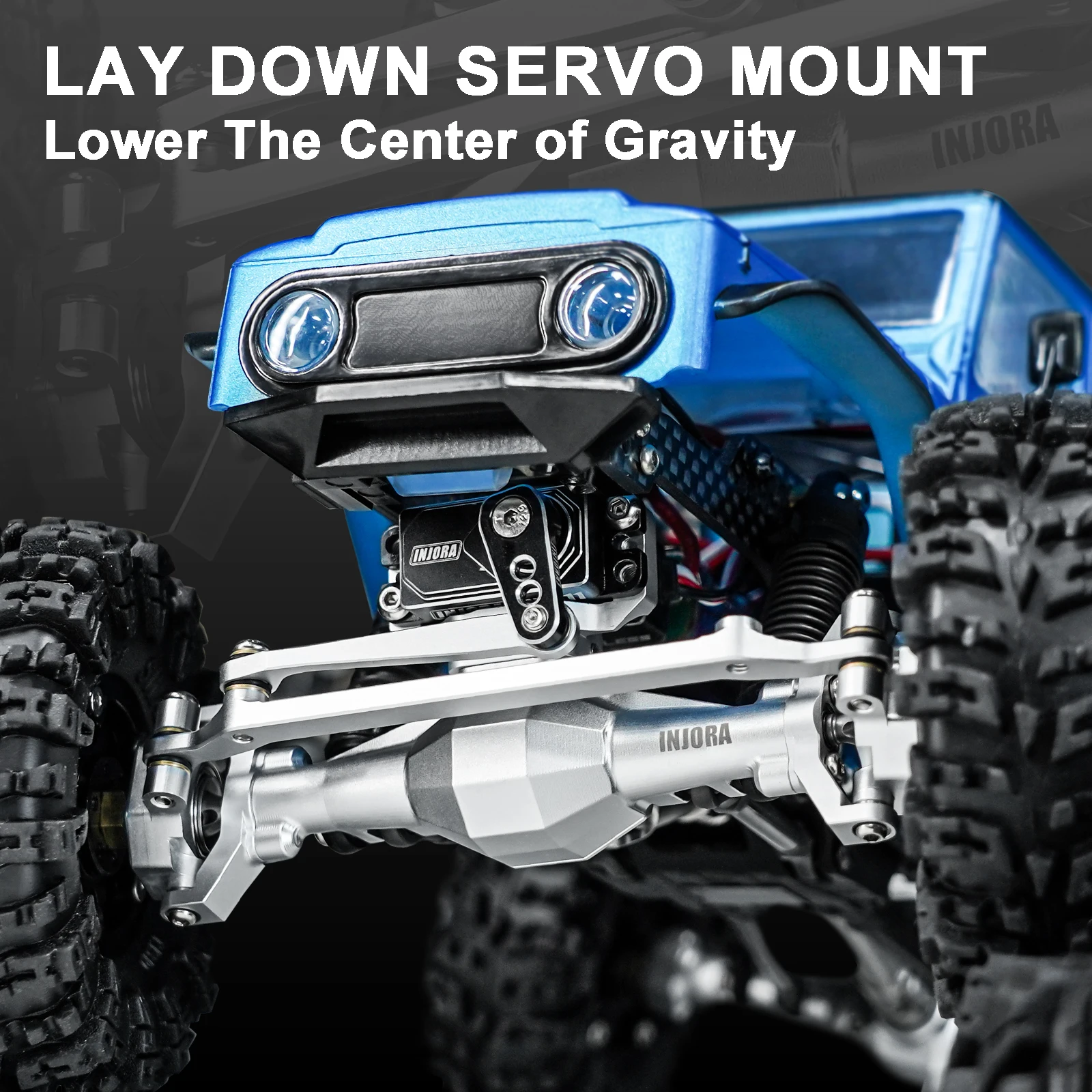 INJORA +4mm Diamond Axles with Lay Down Servo Mount & Links for 1/18 RC Crawler TRX4M