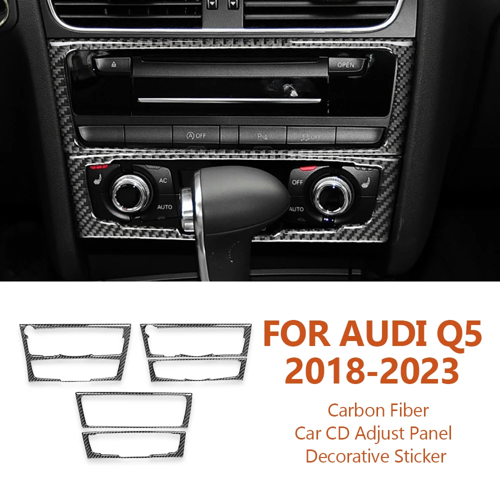 

For Audi Q5 8R SQ5 2018-2023 Handmade Carbon Fiber Car Central Control CD Adjust Panel Decorative Stickers Auto Inter Accesorios