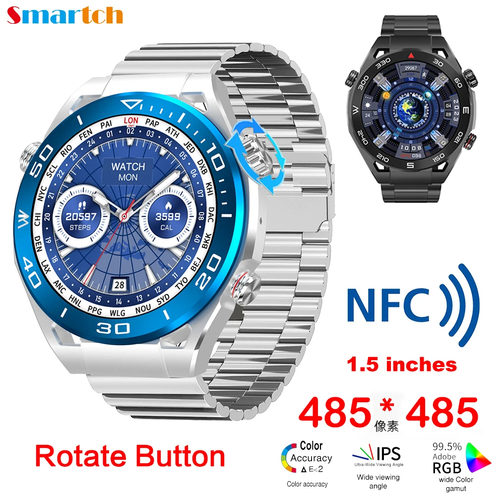 

2023 New Blue Tooth Call Men Smart Watch Compass Recording Local Music Playing Bracelet Sports Fitness NFC Waterproof Smartwatch