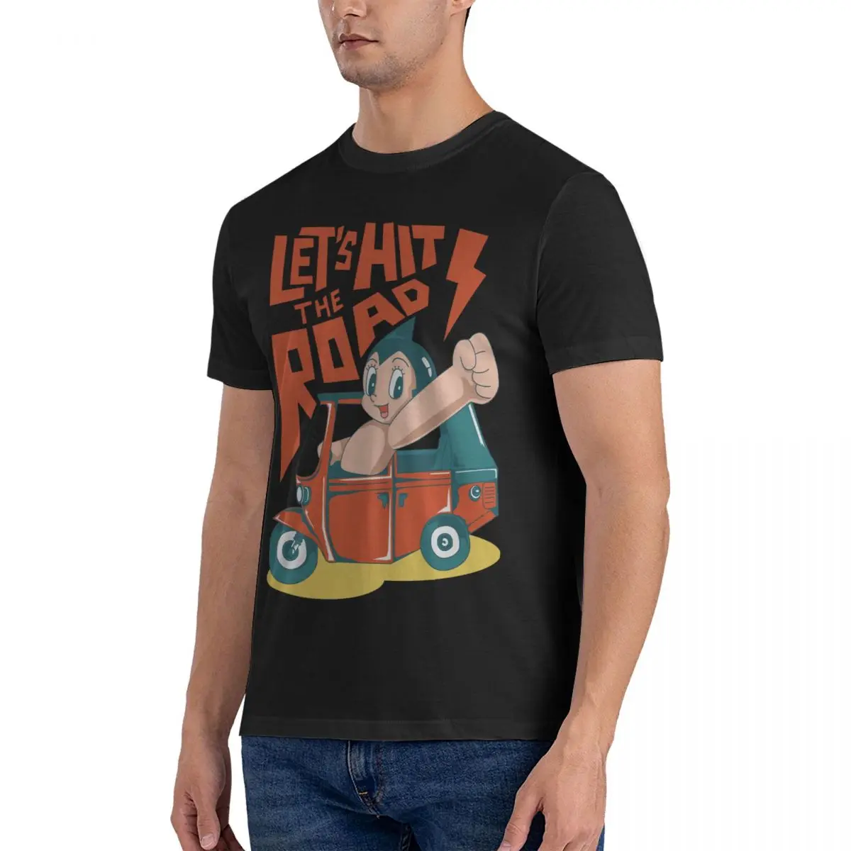 6259141972180_Astro_Boy_Tuk-Tuk_Bajaj T Shirt for Men 100% Cotton Hipster T-Shirt Round Neck Tee Shirt Short Sleeve Tops Summer