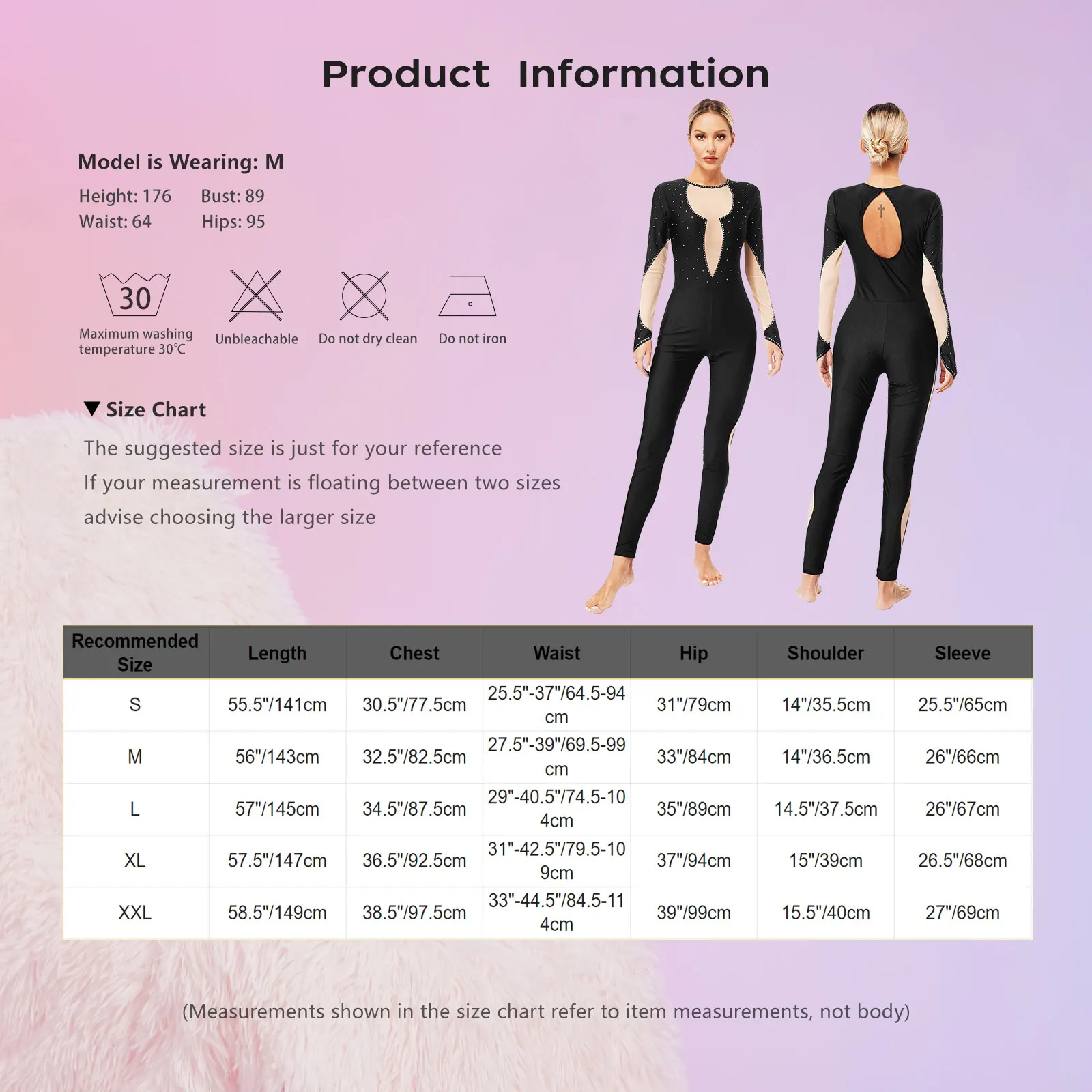 Women Figure Skating Leotard Ballet Dance Gymnastics Acrobatics Yoga Performance Jumpsuit Long Sleeve Rhinestone Mesh Bodysuit