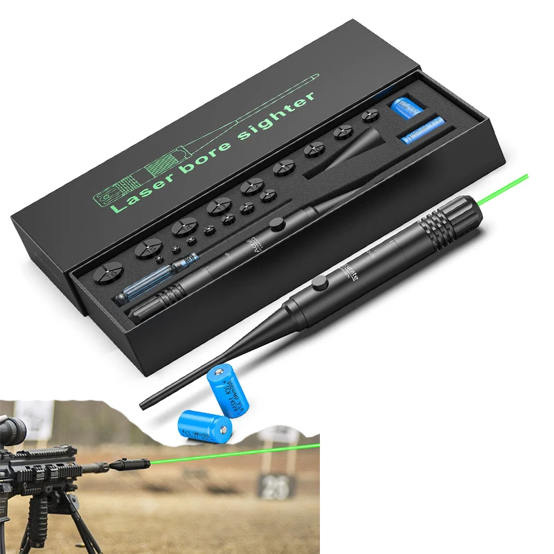 

Green Laser Bore Sight Kit 0.17 to 12GA Caliber Bright Boresighter with Big Press Switch Hunting Boresight