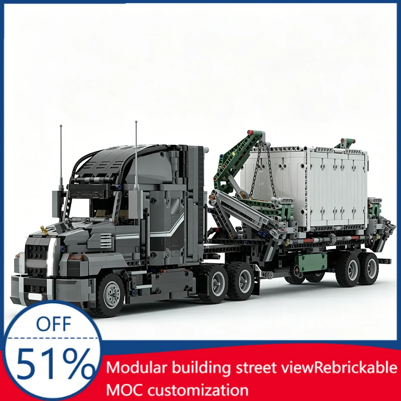 2628PCS RC Mack Truck With Container Handler MOC Vehicle Model Custom Building Blocks Assembly Educational Toy Gift For Children