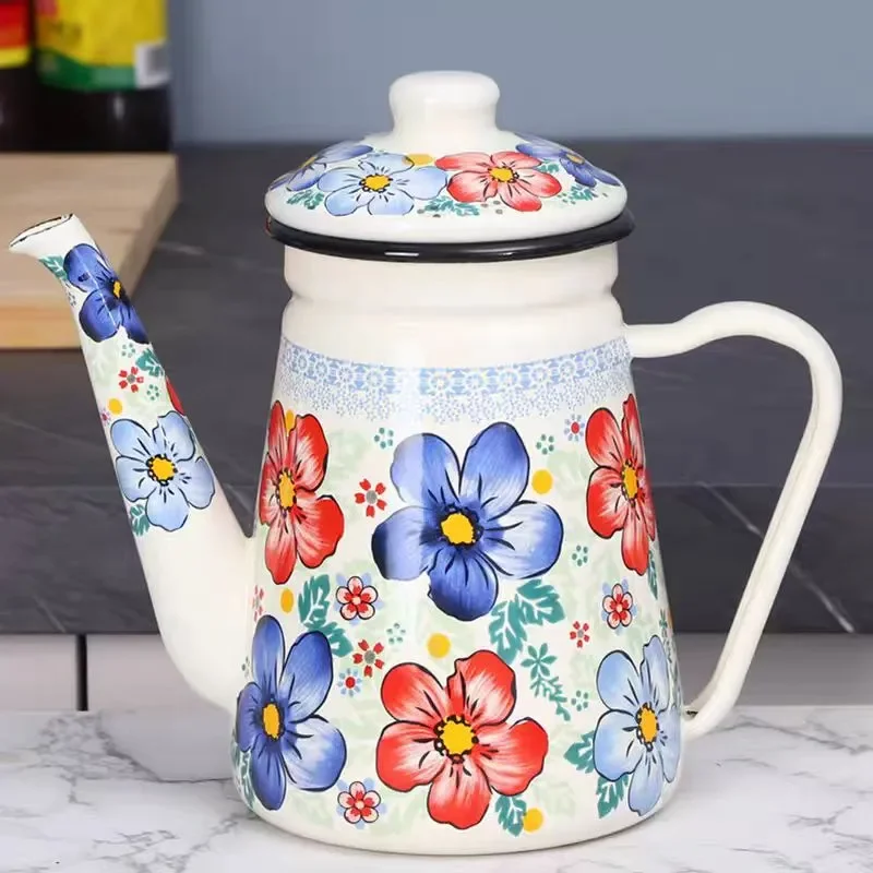 Enamel enamel pot teapot Kung Fu brewing teapot household large single pot high temperature resistant tea set factory