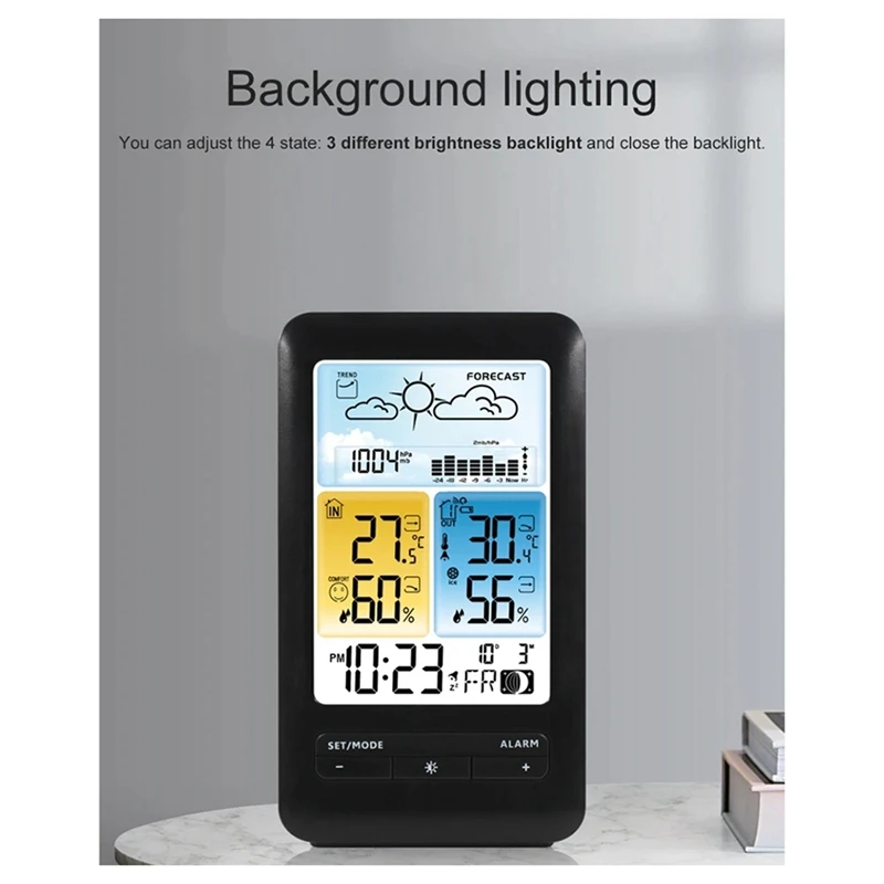 Wireless Digital Display Weather Station Thermometer, Temperature And Humidity Alarm Clock, Weather Forecast Sensor