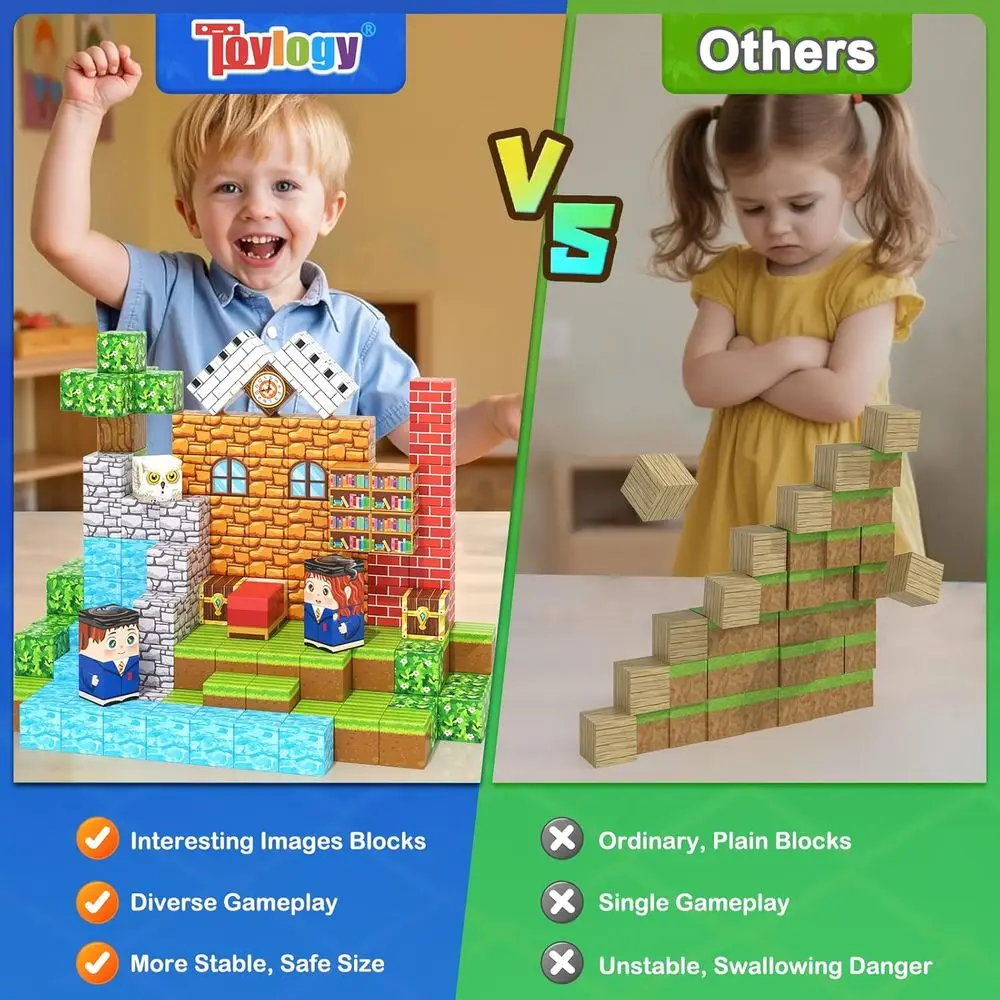 Magnetic Building Blocks - 150-Piece STEM Toy for Kids, Montessori-Inspired Magnet Cubes, Ages 3-12