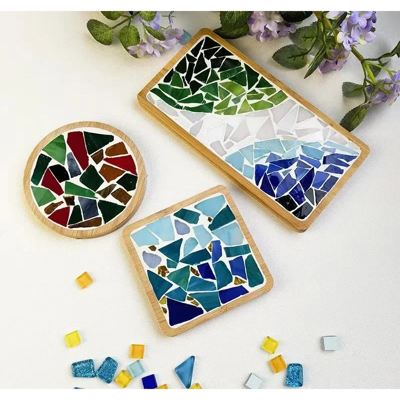 Fatto a mano fai da te mosaico tazza tappetino fondo bambù pad cuore sottobicchiere quadrato genitore-figlio prima educazione creazione gratuita giocattoli artigianali